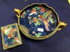 A Losol ware Andes pattern twin handled shallow bowl (10cm x 31cm) together with a matching