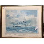 Royal Interest Edwin Straker, HMS Kelly, signed limited edition print 645/750 with signatures of
