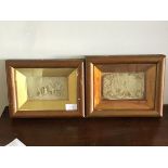 A pair of 19thc moulded relief panels, one depicting Boar Hunting and the other, a Cavalier's