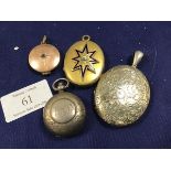 A silver sovereign case together with an oval engraved white metal locket (6cm x 4cm), a gilded