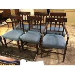 A set of six Regency mahogany dining chairs, on carved supports, the carver with carved shaped arms,