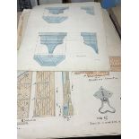 F Berens, a folio of hand coloured architectural drawings, early 20thc. French/Belgian, including