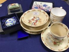 A mixed lot of china including three pieces of Old Tupton ware including two rectangular hinged