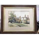 W Alex Culliford, Rural farm scene watercolour and companion, signed 1910 and 1911, in oak frames
