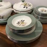 A Wedgwood bone china Greenwood pattern part dinner service comprising dinner plates, side plates,