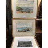 Two 20thc. unattributed Seascapes, watercolour, framed, together with an engraving by W. Wilnorth of