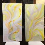 Teresa Wickstead, Enlightened II and Enlightened III, oil on canvas (each: 100cm x 50cm)