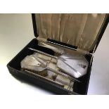 A George V silver and silver-mounted dressing set, Daniel Manufacturing Co. Birmingham 1934 and