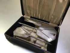 A George V silver and silver-mounted dressing set, Daniel Manufacturing Co. Birmingham 1934 and