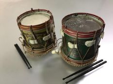 Two hand painted miniature regimental side drums, c. 1930: The Argyll & Sutherland Highlanders and