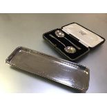 An Edwardian silver pen or dressing table tray, William Neal, Birmingham 1910, rectangular, the well