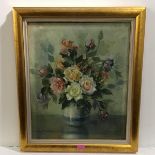 •Elizabeth Mary Watt (Scottish, 1886-1954), Still Life of Roses, signed lower left, oil on canvas,