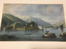 •Italian School, early 19th century, a view of Isola Bella, Lake Maggiore, watercolour on paper,