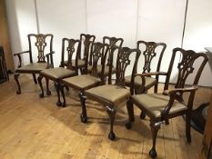 A set of eight mahogany dining chairs in George III style, first quarter 20th century, each with