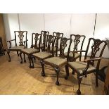 A set of eight mahogany dining chairs in George III style, first quarter 20th century, each with