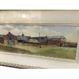 Ron Stenberg (1919-2017), Suffolk Barns, signed lower right, watercolour, framed. 22.5cm by 59cm.