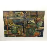 Cyril Wilson (1911-2002), Kircudbright Harbour, signed and dated (19)57, watercolour, framed. 35cm
