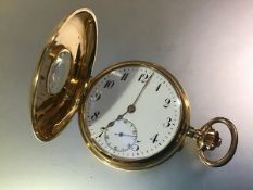 A Swiss 18ct gold half hunter pocket watch, c. 1910, by Lattes of Geneva and Cairo, 15 jewel,