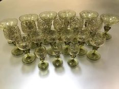 A striking suite of Salviati (Murano) Venetian drinking glasses, c. 1900, comprising six wine