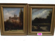 English School, 19th Century, Windsor Castle and Eton College Chapel, a pair of oils, on panel,