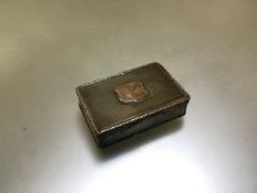 An early Victorian silver snuff box, London 1846, (maker's mark indistinct), the cover with engine-