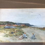 James Michael Brown (Scottish, 1853-1947), Children on an East Coast Beach, signed lower left and