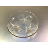 A Lalique opalescent glass bowl in the Volubilis pattern, etched R. Lalique France mark. Diameter