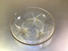 A Lalique opalescent glass bowl in the Volubilis pattern, etched R. Lalique France mark. Diameter
