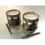 Two hand painted miniature regimental side drums, c. 1930: The Irish Guards and The Welsh Guards,