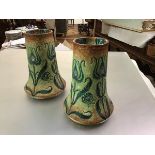 A striking pair of large Royal Bonn Ruysdael pottery vases in the Jugendstil taste, c. 1900, of