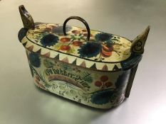 Folk Art: a Norwegian painted bentwood box, late 19th century, polychrome decorated with flowers