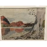 •Katherine (Kate) Cameron R.S.W., R.E. (Scottish, 1874-1965), Red Mountains, watercolour, Calton