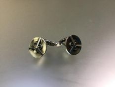 A pair of Georg Jensen sterling silver cufflinks, import marks for 1979, designed by Oscar