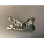 A vintage Shetland Silvercraft silver owl brooch, modelled with wings outstretched, hallmarked for
