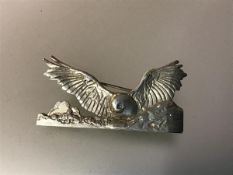 A vintage Shetland Silvercraft silver owl brooch, modelled with wings outstretched, hallmarked for