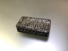 An Edwardian silver snuff box, George Nathan & Ridley Hayes, Chester 1902, in the Dutch taste,