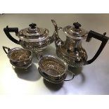 A George V four piece silver tea and coffee service, Williams (Birmingham) Ltd, Birmingham 1911,