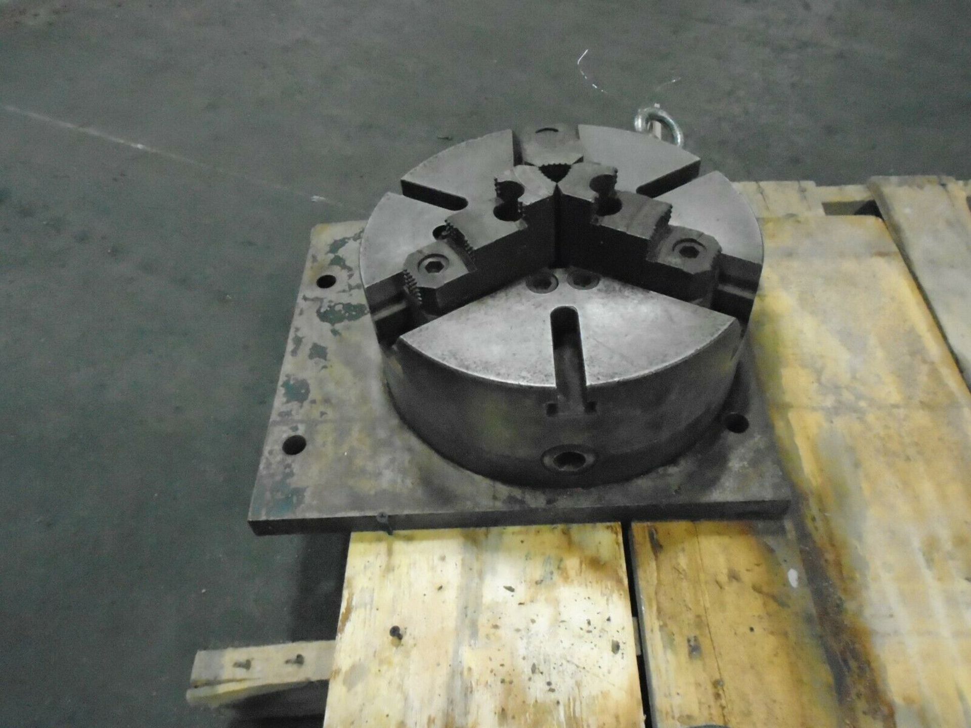 12” Engine Lathe 3 Jaw Chuck 3 1/8” ID W/ 14” x 14” x 1” Mounting PlateBrand SteelMFG Union MFG Co - Image 2 of 2