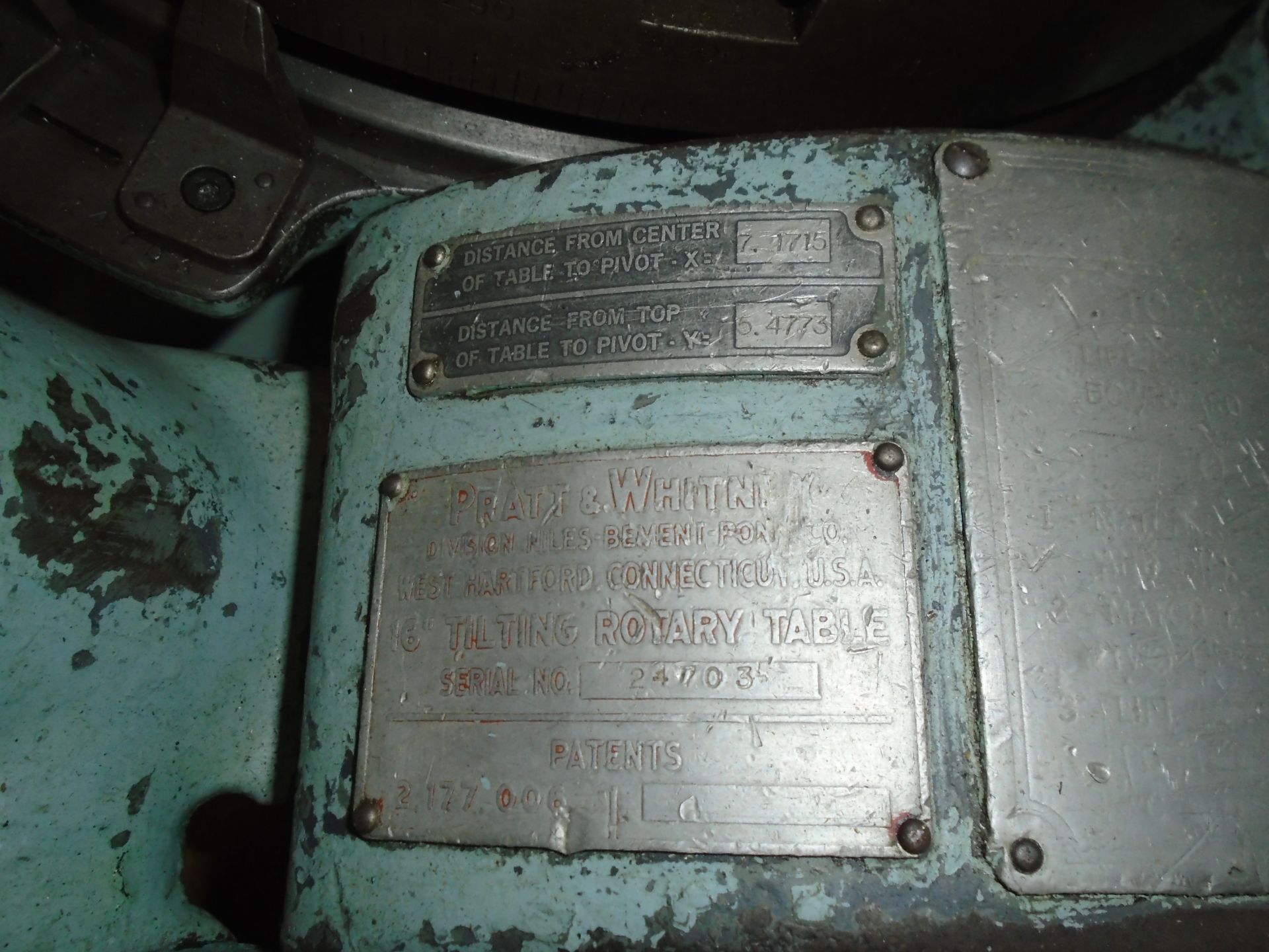 Pratt & Whitney 16” Dia. Tilting Rotary Table Stock 10513 - Image 4 of 5