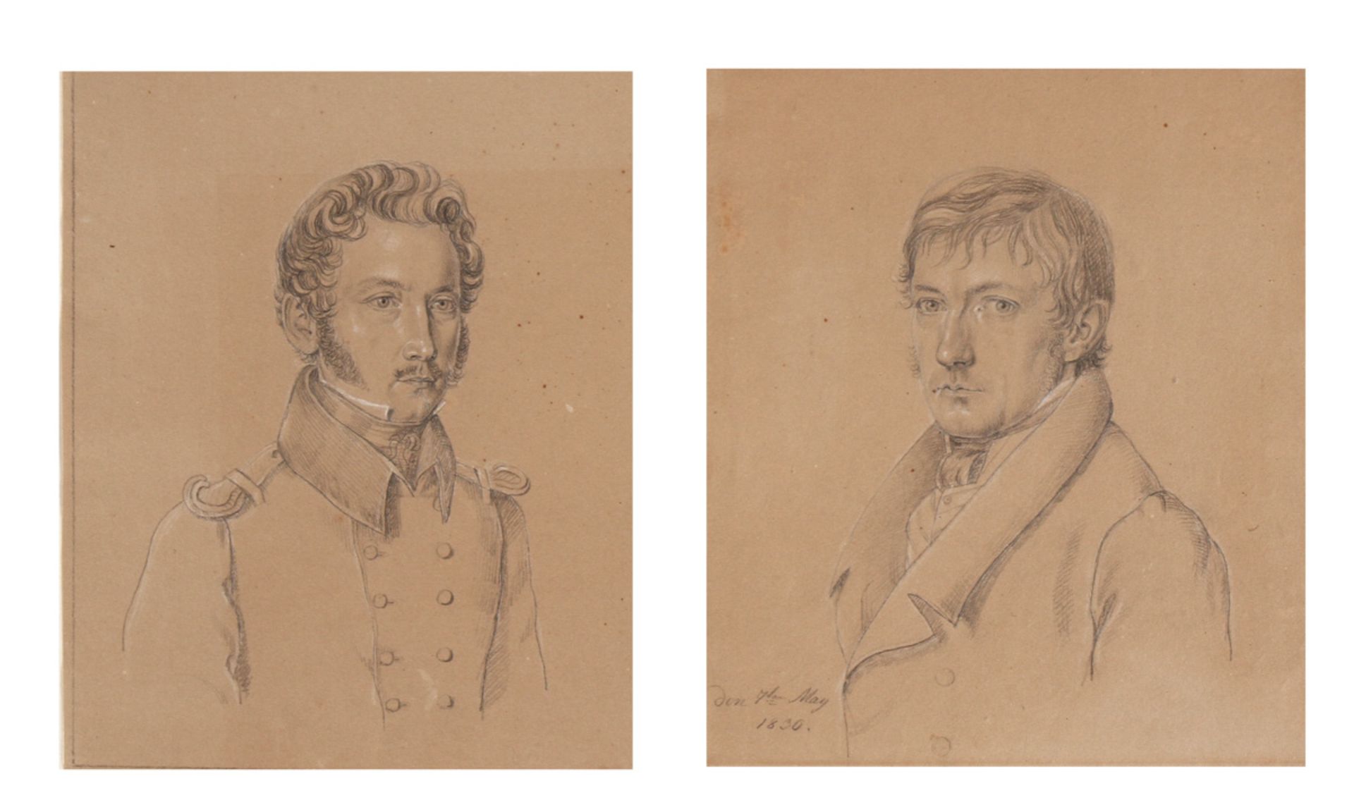 FRANZ KRUGER (1797-1857), PORTRAITS OF MILITARY MEN A pair of pencil and chalk drawings on paper.