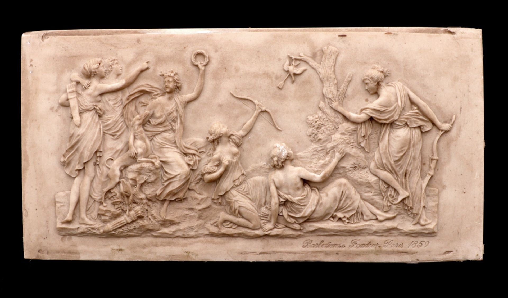 FERDINAND BARBEDIENNE (1810-1892), DIANA AND NYMPHS Biscuit relief, depicting scene with Diana