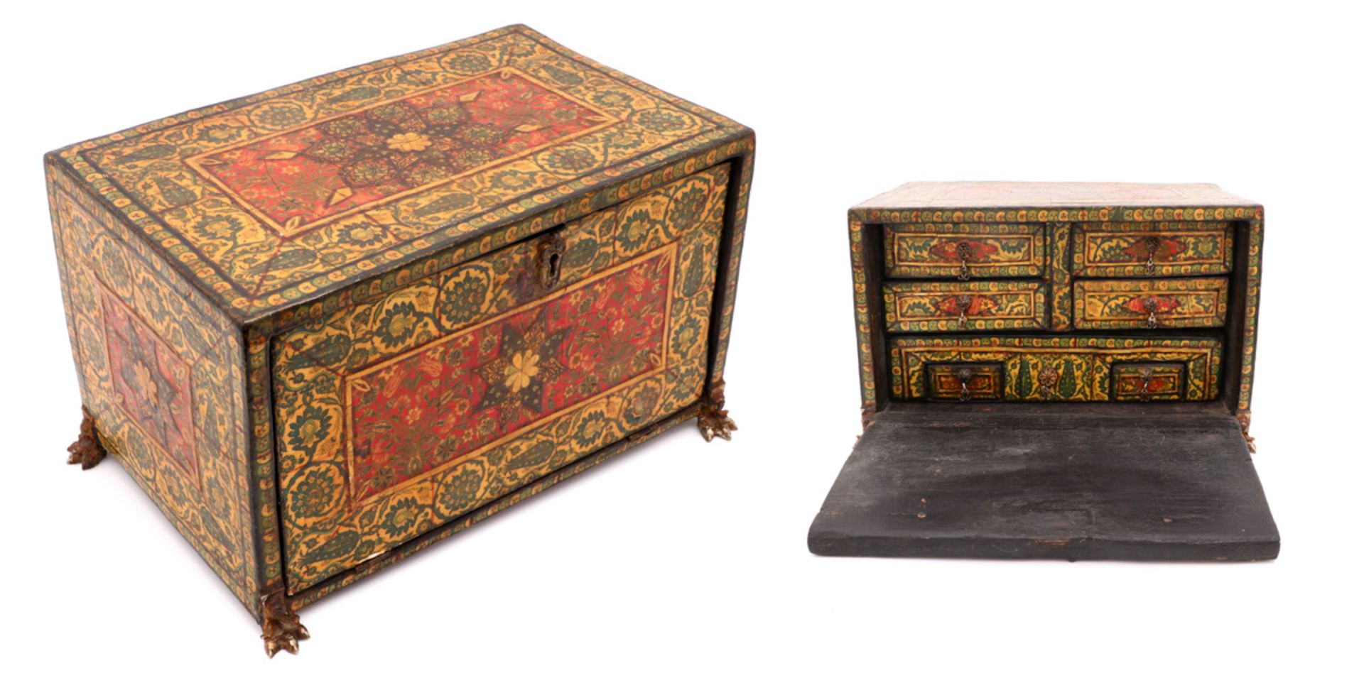 AN ORIENTAL CABINET BOX With six drawers, decoration with mother of pearl inlays and several