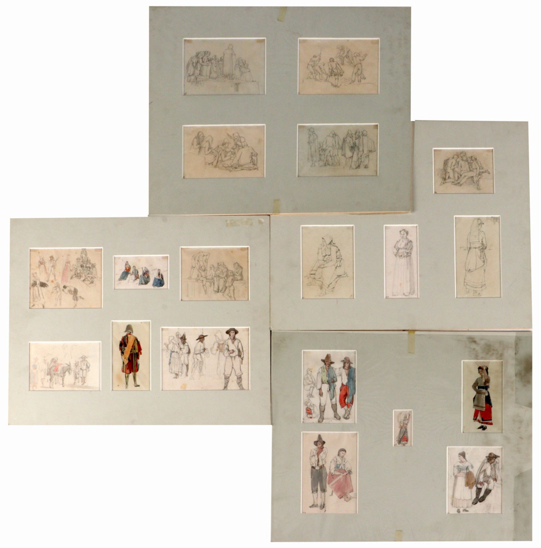 ALBRECHT ADAM (1786-1862), 19 STUDIES 19 drawings, 8 pencil and 11 watercolor on paper, from a