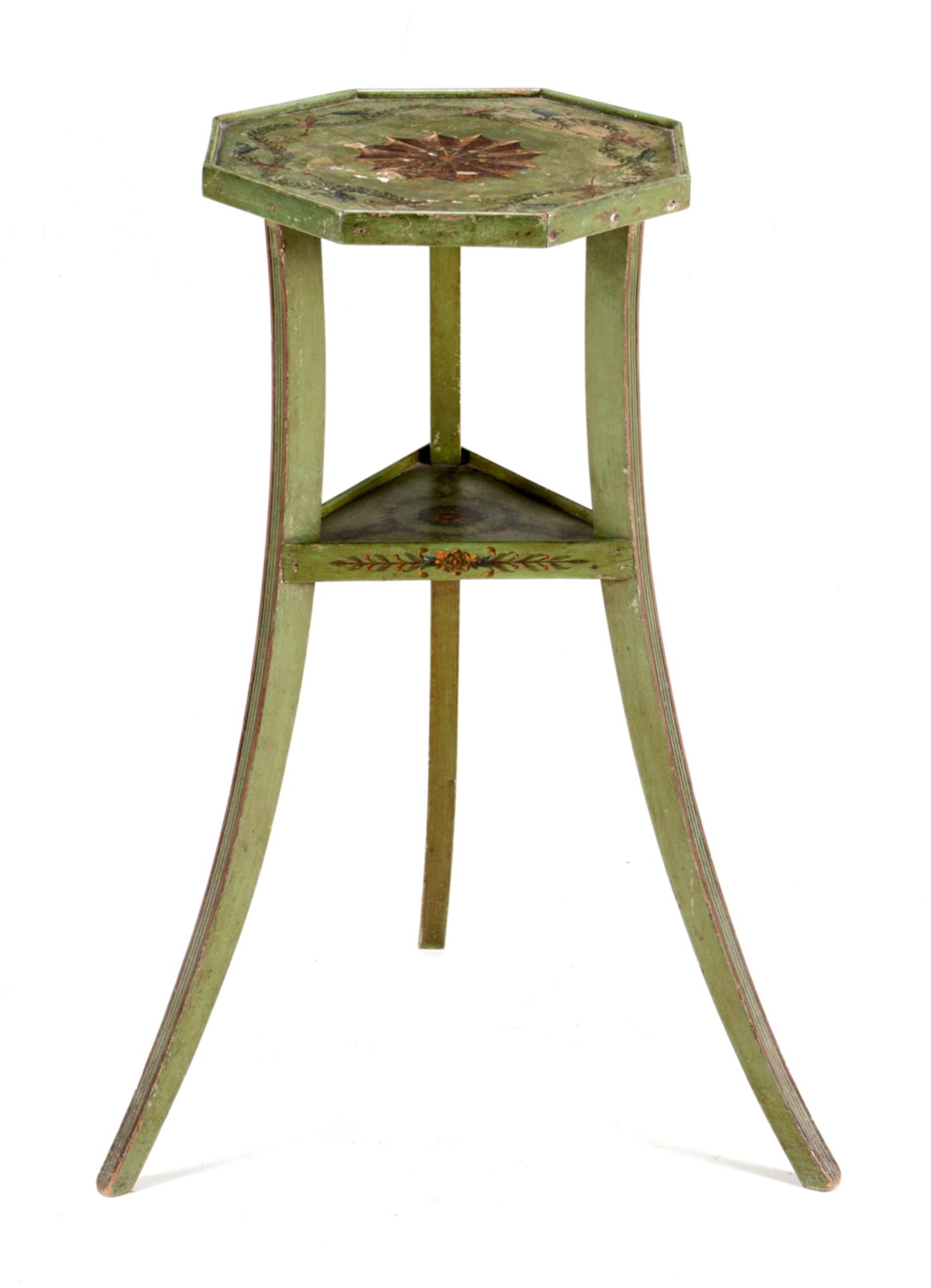 A SMALL GEORGE III SIDE TABLE Painted wood with neoclassical motifs. England, 19th Century. Losses