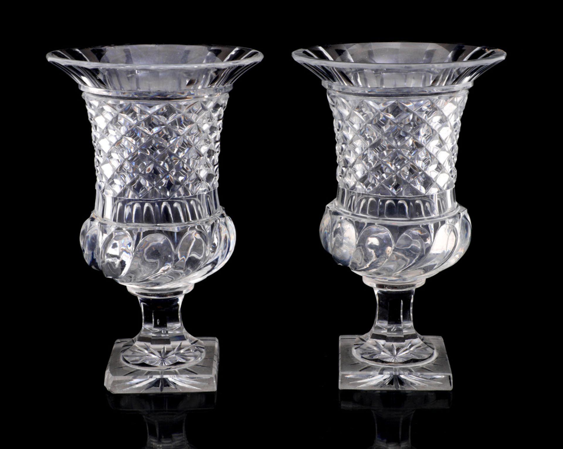 A PAIR OF BACCARAT VASES Baccarat crystal, 19th Century. Slight chips, signs of wear and one cut