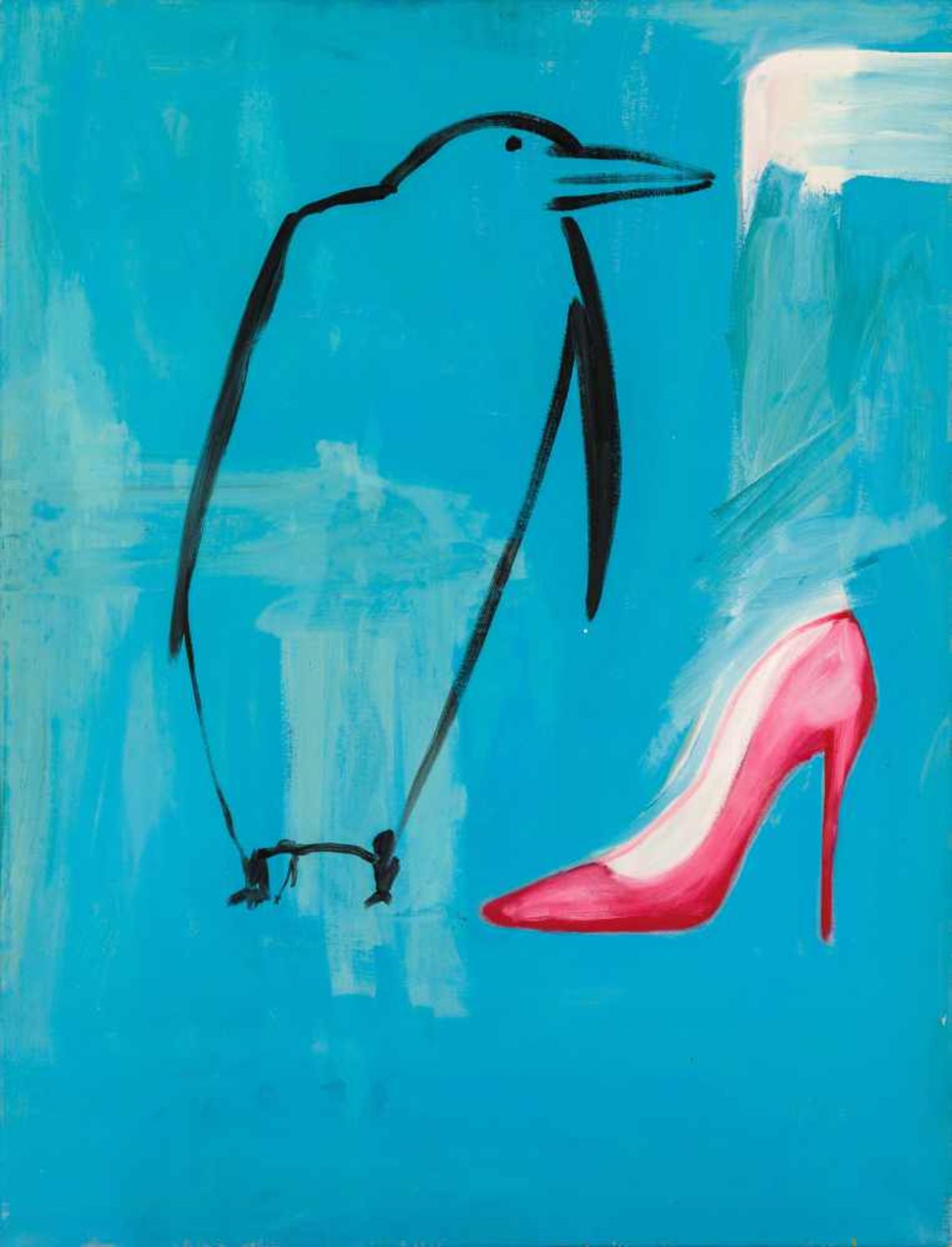 Ronald KodritschLeoben 1970 *Pinguin und SchuhÖl auf Leinwand / oil on canvas105 x 80