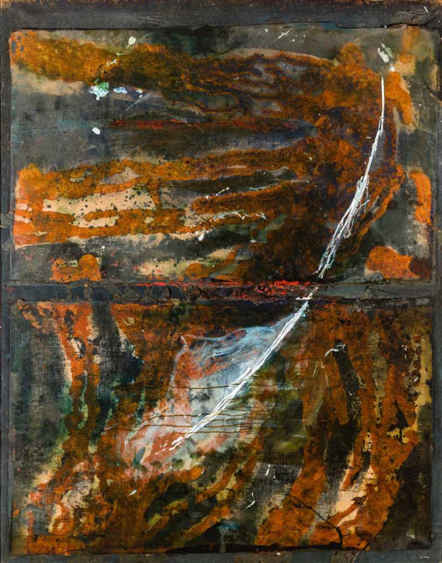 Rudolf Polanszky (hs art)Wien 1951 *Ohne Titel / untitledÖl auf Jute und Plexiglas, Collage / oil on