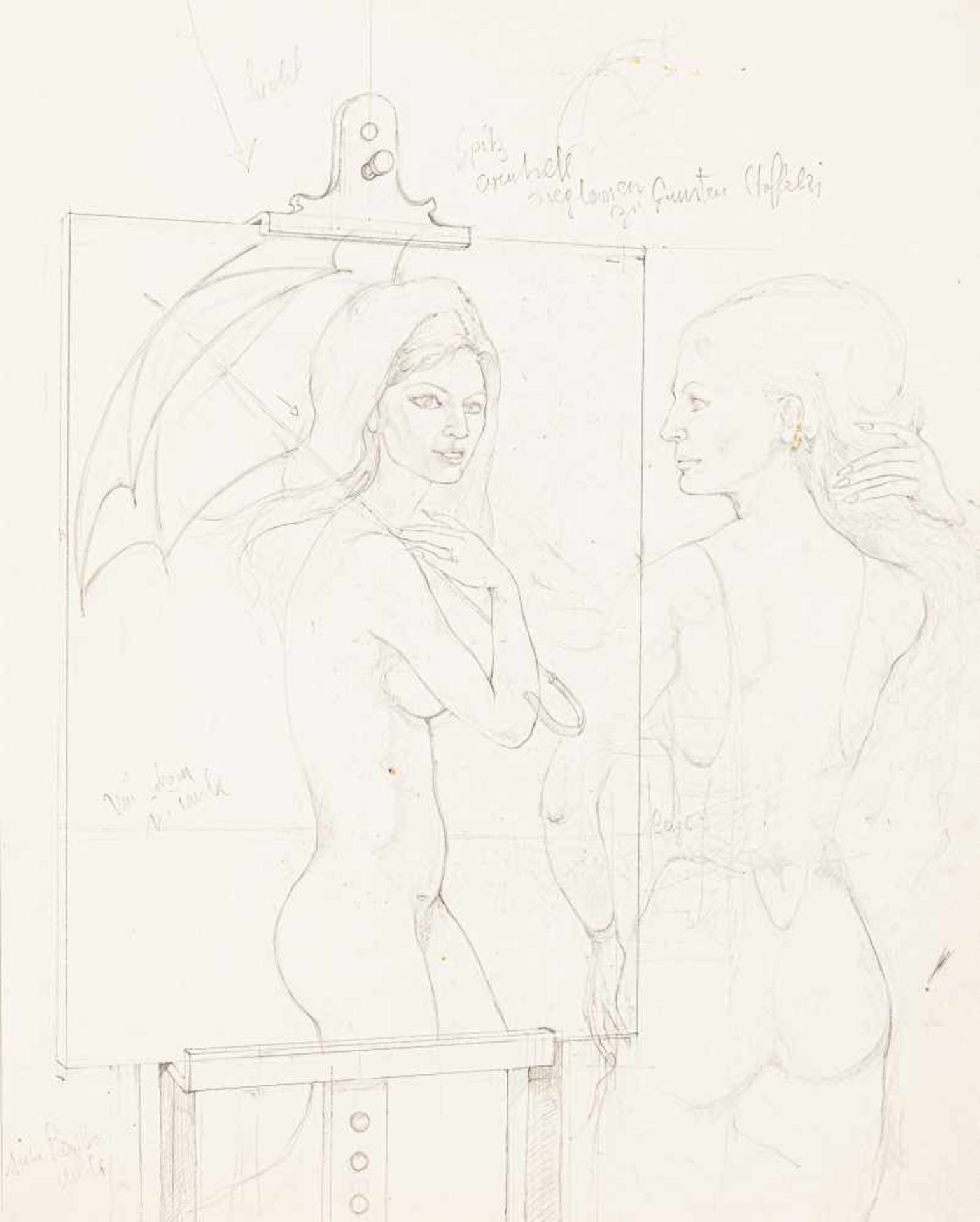 Helmut LeherbWien 1933 - 1997 WienFrau im SpiegelBleistift auf Papier / pencil on paper50 x 40 cm (