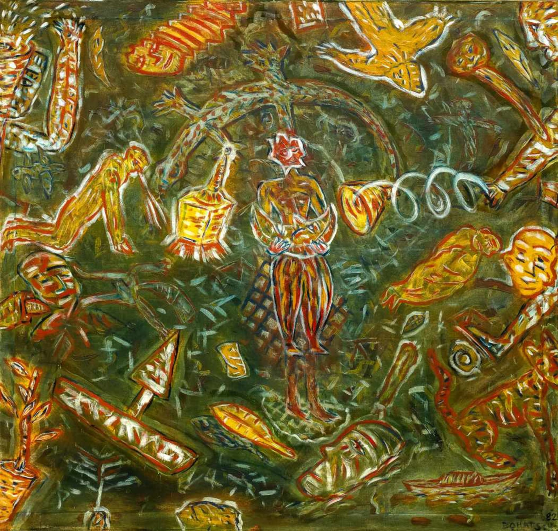 Erwin Bohatsch (hs art)Mürzzuschlag 1951 *Der gefundene MondÖl auf Leinwand / oil on canvas200 x 200