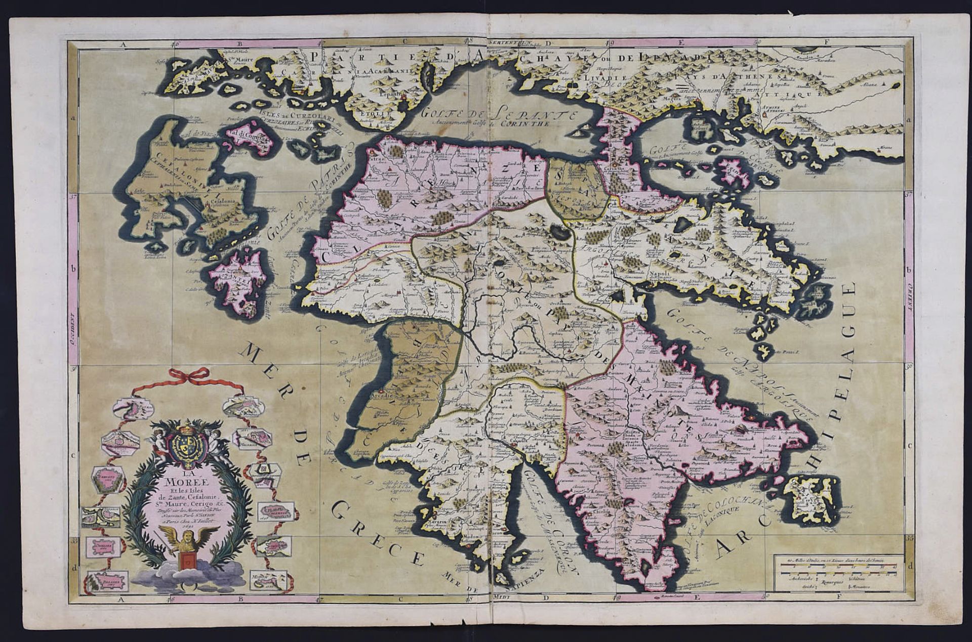 Nicolas Sanson Map of Morea Greece 1692